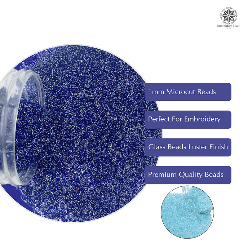 Miyuki Microcut Glass Beads Luster 1mm, Royal blue+Sky blue, 200 Grams