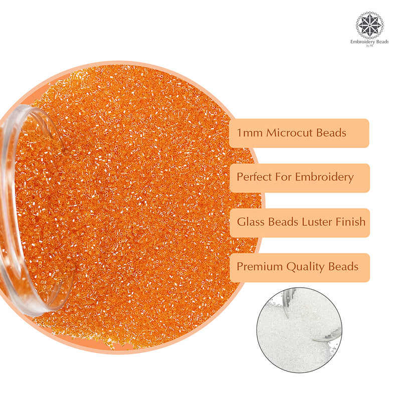 Miyuki Microcut Glass Beads Luster 1mm, Orange+White, 200 Grams