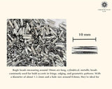 Embroidery Beads, Twisted Metallic Cylinder Shape Beads 10mm, Silver (100 Pieces) Making Embroidery Craft DIY Work Jewellery