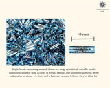 Embroidery Beads, Twisted Metallic Cylinder Shape Beads 10mm, Blue (100 Pieces) Making Embroidery Craft DIY Work Jewellery