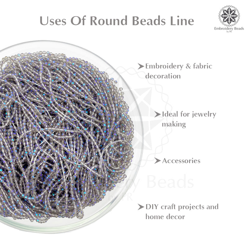 Crystal Bicone Round Beads Line | 2MM | Rainbow Purple Grey 10 Lines | Per Line Approx 180 Pieces | Total Approx 1800 Pieces