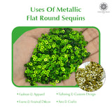 Metallic Flat Round Sequins 3mm, 200 Grams - Lime Green + Gold