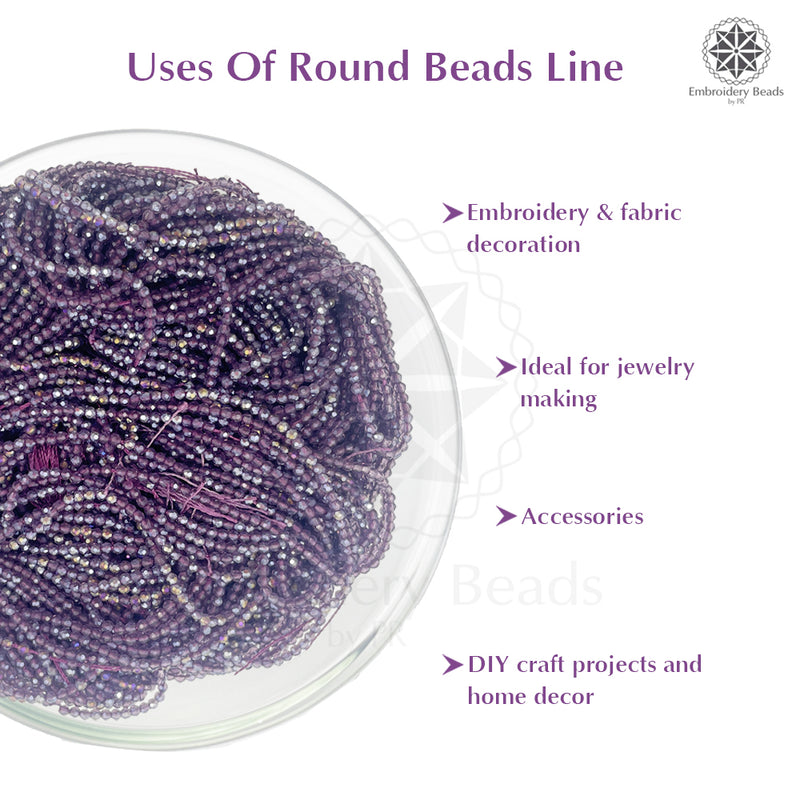 Crystal Bicone Round Beads Line | 2MM | Rainbow Purple 20 Lines | Per Line Approx 180 Pieces | Total Approx 3600 Pieces