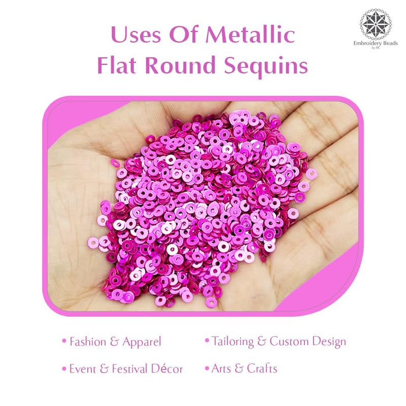 Metallic Flat Round Sequins 3mm - Pink