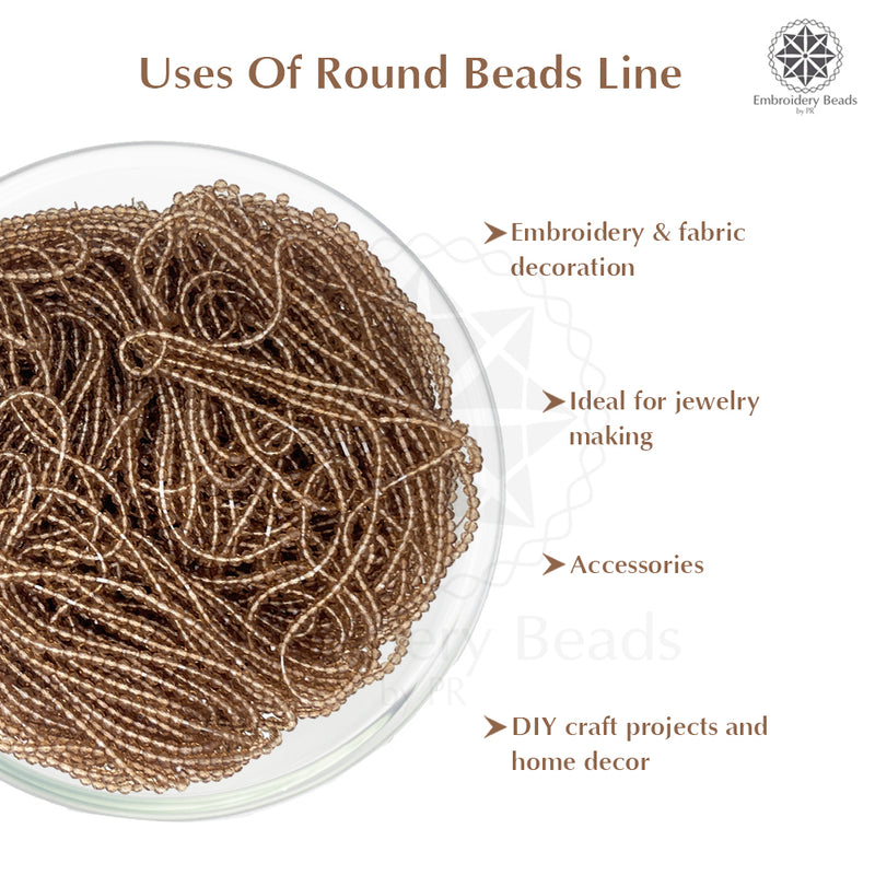 Crystal Bicone Round Beads Line | 2MM | Light Brown 12 Lines | Per Line Approx 180 Pieces | Total Approx 2160 Pieces