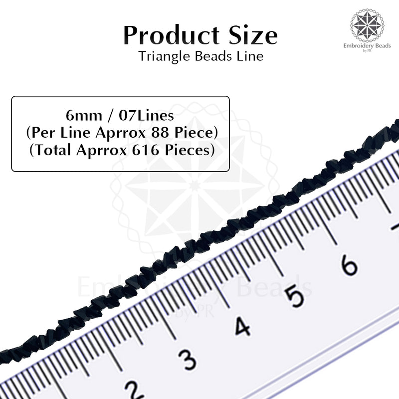 Crystal Bicone Triangle Beads Line | 6MM | Black 7 Lines | Per Line Approx 88 Pieces | Total Approx 616 Pieces