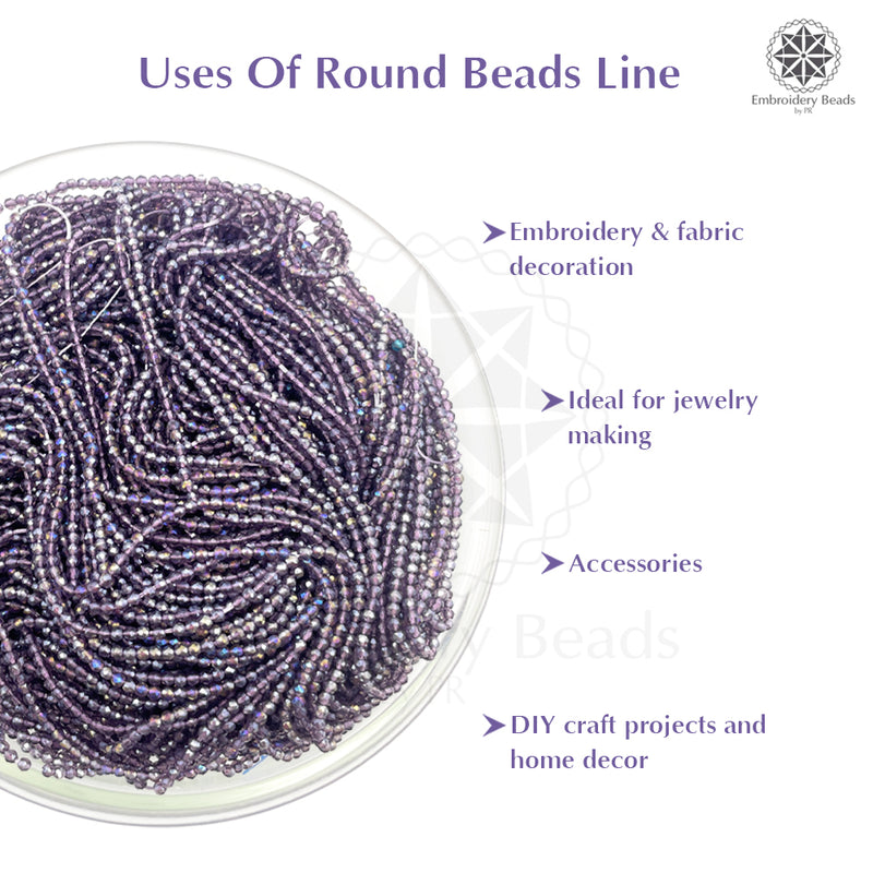 Crystal Bicone Round Beads Line | 2MM | Rainbow Light Purple 20 Lines | Per Line Approx 180 Pieces | Total Approx 3600 Pieces