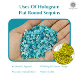 Hologram Flat Round Sequins 3mm, 200 Grams - Bottle Green + Buttercup