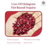 Hologram Flat Round Sequins 3mm - Dark Red