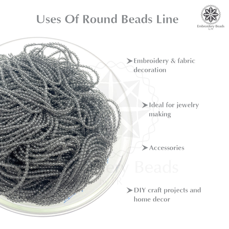Crystal Bicone Round Beads Line | 2MM | Black Diamond 20 Lines | Per Line Approx 180 Pieces | Total Approx 3600 Pieces