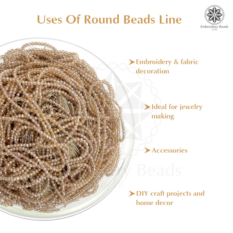 Crystal Bicone Round Beads Line | 2MM | Rainbow Light Brown 20 Lines | Per Line Approx 180 Pieces | Total Approx 3600 Pieces