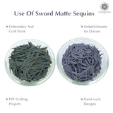 Sword Shape Matte Sequins 34x5mm, 200 Grams - Olive Night + Plum Kitten