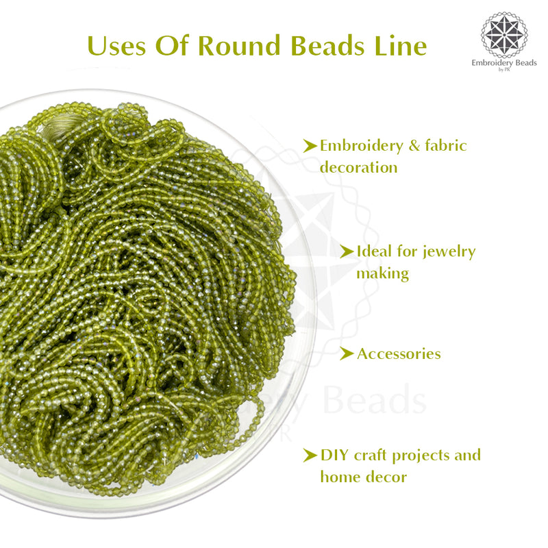 Crystal Bicone Round Beads Line | 2MM | Neon Green 20 Lines | Per Line Approx 180 Pieces | Total Approx 3600 Pieces
