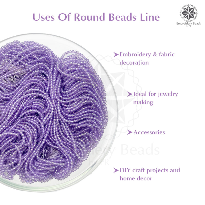 Crystal Bicone Round Beads Line | 2MM | Light Purple 10 Lines | Per Line Approx 180 Pieces | Total Approx 1800 Pieces
