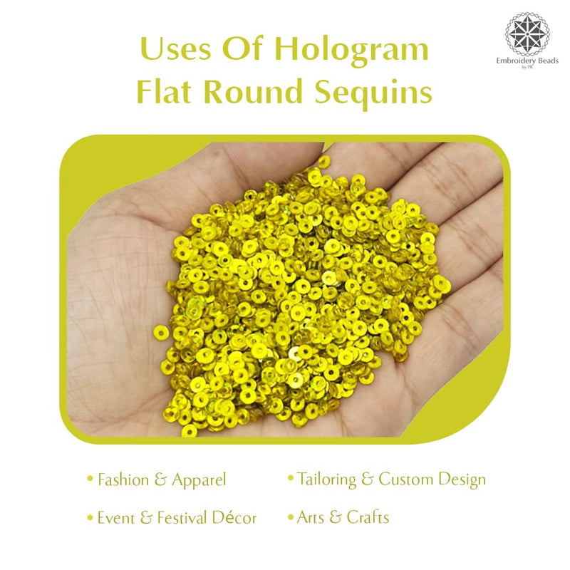 Hologram Flat Round Sequins 3mm - Buttercup