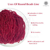 Crystal Bicone Round Beads Line | 2MM | Maroon 20 Lines | Per Line Approx 180 Pieces | Total Approx 3600 Pieces