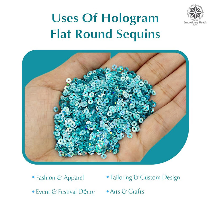 Hologram Flat Round Sequins 3mm - Bottle Green