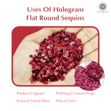 Hologram Flat Round Sequins 3mm, 200 Grams - Light Pink + Dark Red