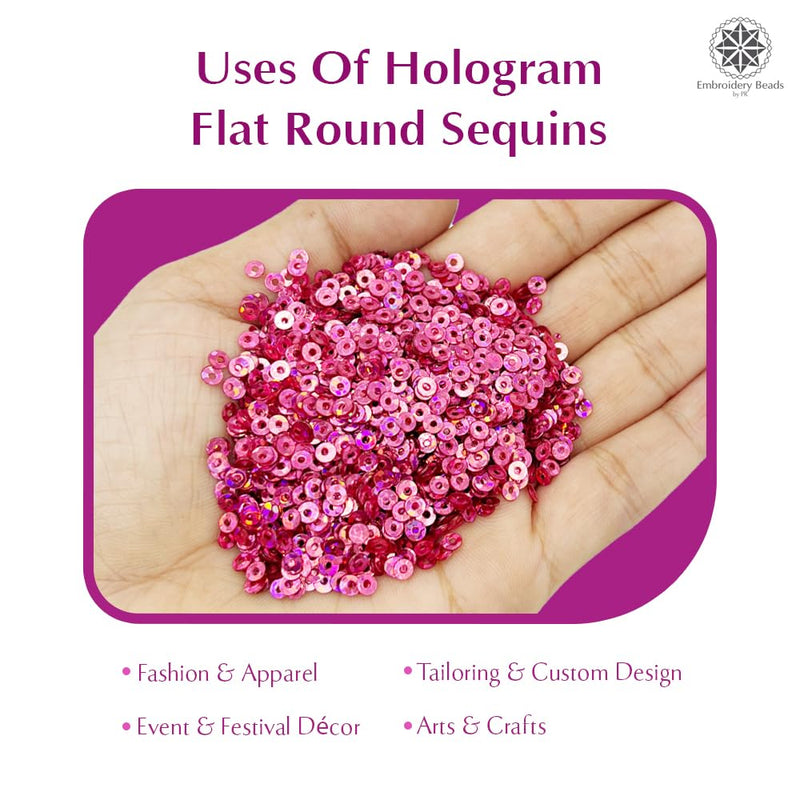 Hologram Flat Round Sequins 3mm - Light Pink