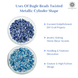 Twisted Metallic Cylinder Shape Beads Mix 10mm, Blue+Dark Blue (400 Pieces) Making Embroidery Craft DIY Work Jewellery