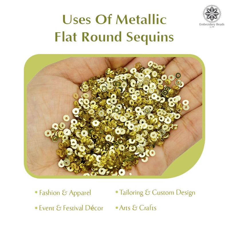 Metallic Flat Round Sequins 3mm - Gold