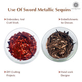Sword Shape Metallic Sequins 34x5mm, 200 Grams - Light Brown + Dark Red