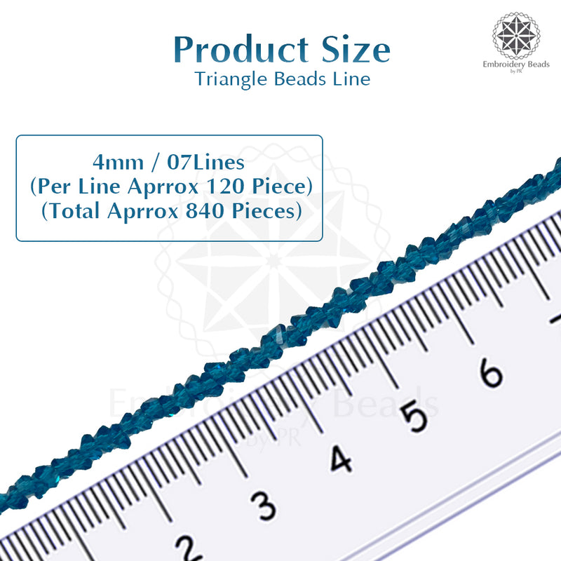 Crystal Bicone Triangle Beads Line | 4MM | Navy Blue 7 Lines | Per Line Approx 120 Pieces | Total Approx 840 Pieces