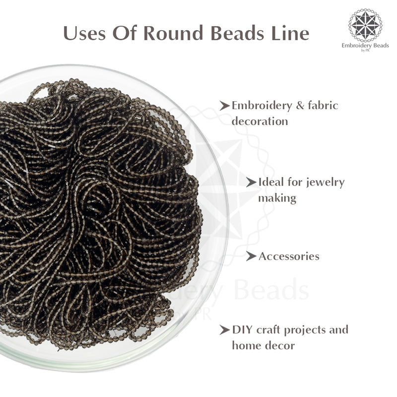 Crystal Bicone Round Beads Line | 2MM | Brown 12 Lines | Per Line Approx 180 Pieces | Total Approx 2160 Pieces