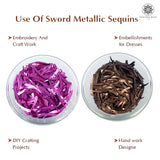 Sword Shape Metallic Sequins 34x5mm, 200 Grams - Light Brown + Hot Pink