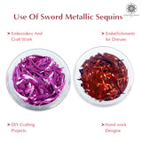 Sword Shape Metallic Sequins 34x5mm, 200 Grams - Hot Pink + Dark Red