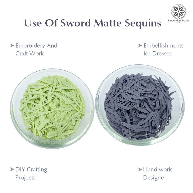 Sword Shape Matte Sequins 34x5mm, 200 Grams - Plum Kitten + Shadow Lime