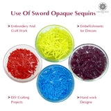 Sword Shape Flat Opaque Sequins 34x5mm - Magenta+Blue+Bright Yellow+Orange