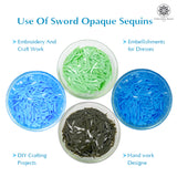 Sword Shape Flat Opaque Sequins 34x5mm - Sky Blue+Blue+Pastel Green+Mehandi Green