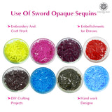 Sword Shape Flat Opaque Sequins 34x5mm - 400 Grams - Magenta+Pink+Bright Yellow+Orange+Blue+Sky Blue+Mehndi Green+Brown