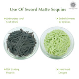Sword Shape Matte Sequins 34x5mm, 200 Grams - Olive Night + Shadow Lime