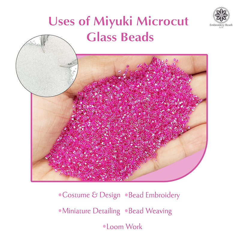 Miyuki Microcut Glass Beads Luster 1mm, Rainbow pink+White, 200 Grams