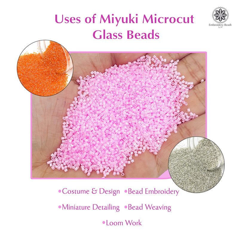 Miyuki Microcut Glass Beads Luster 1mm, Beby Pink+Orange+Silver, 450 Grams