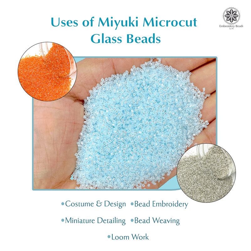 Miyuki Microcut Glass Beads Luster 1mm, Silver+Orange+Sky Blue, 450 Grams