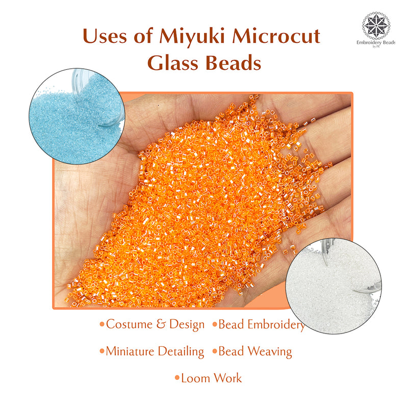 Miyuki Microcut Glass Beads Luster 1mm, Sky Blue+Orange+White, 450 Grams