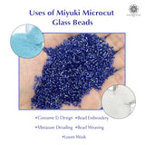 Miyuki Microcut Glass Beads Luster 1mm, White+Royal Blue+Sky Blue, 300 Grams