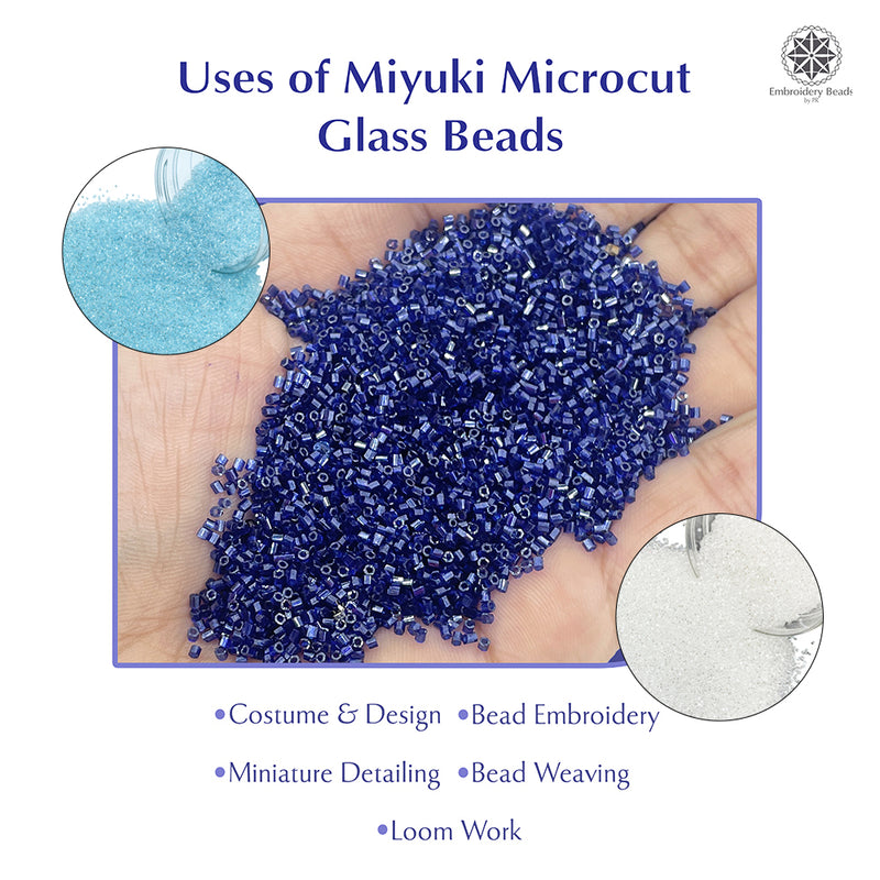 Miyuki Microcut Glass Beads Luster 1mm, White+Royal Blue+Sky Blue, 300 Grams