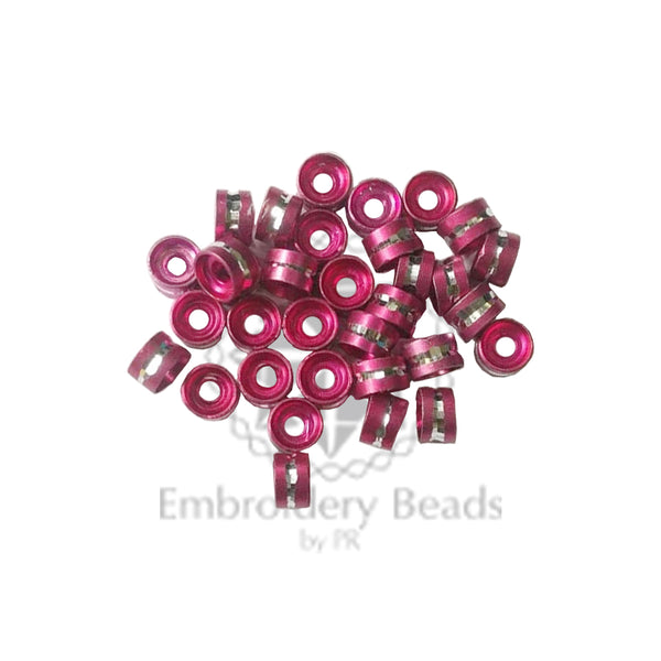Ring Shape Cylindrical Beads Dark Pink