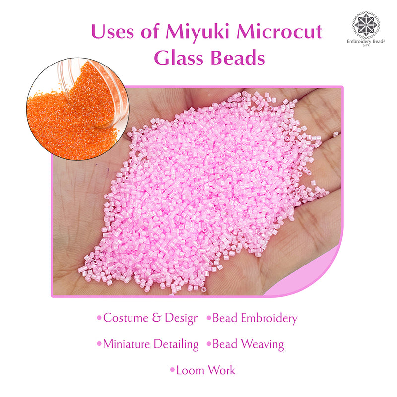 Miyuki Microcut Glass Beads Luster 1mm, Orange+Baby Pink, 200 Grams