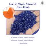 Miyuki Microcut Glass Beads Luster 1mm, Orange+Royal blue, 200 Grams