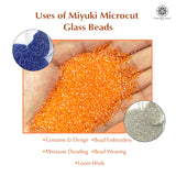 Miyuki Microcut Glass Beads Luster 1mm, Orange+Royal Blue+Silver 450 Grams