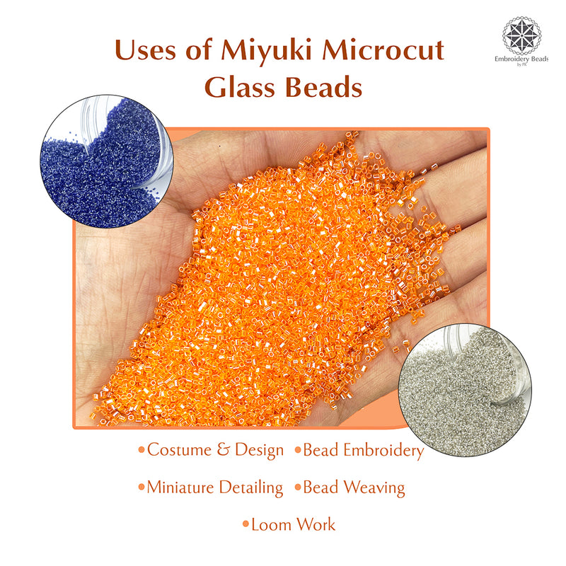Miyuki Microcut Glass Beads Luster 1mm, Orange+Royal Blue+Silver 450 Grams