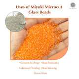 Miyuki Microcut Glass Beads Luster 1mm, Orange+Silver, 200 Grams