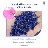Miyuki Microcut Glass Beads Luster 1mm, Royal blue+Baby pink, 200 Grams