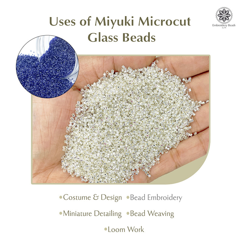 Miyuki Microcut Glass Beads Luster 1mm, Royal blue+Silver, 200 Grams
