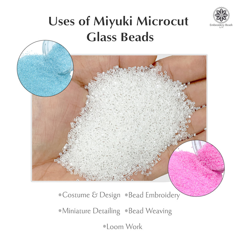 Miyuki Microcut Glass Beads Luster 1mm, Beby Pink+Sky Blue+White, 450 Grams